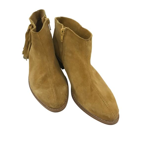 Naughty Monkey Booties Boots Size 7 Womens Suede Mustard Yellow Fringe Western - Picture 3 of 10